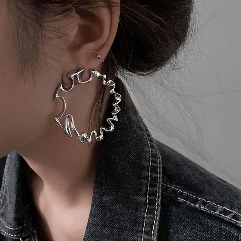 Punk Unregelmäßige Notizen Baumeln Ohrringe für Frauen Übertreiben Twist Metall Stil Persönlichkeit Punk Ohr Zubehör Mode Schmuck – Detail 11