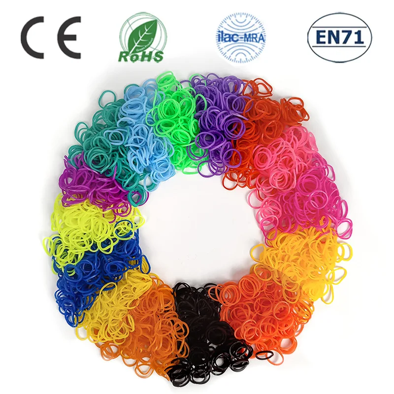 Hot 600Pcs/Pack Rainbow Braided Rubber Bands Loom Refill Diy