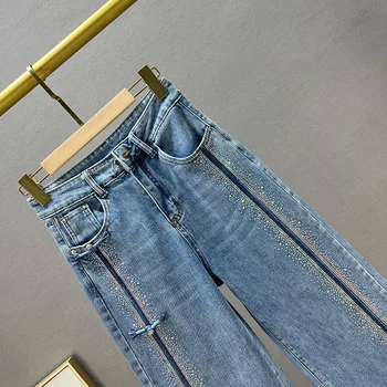 Jeans Damskie Spodnie - Szerokie - Z Dzetami 5