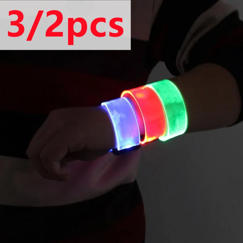 3/2pcs LED Luminous Bracelet Battery Light-emitting Wristbands Outdoor Sports Armband Glow Luminous Party Decor Supplies