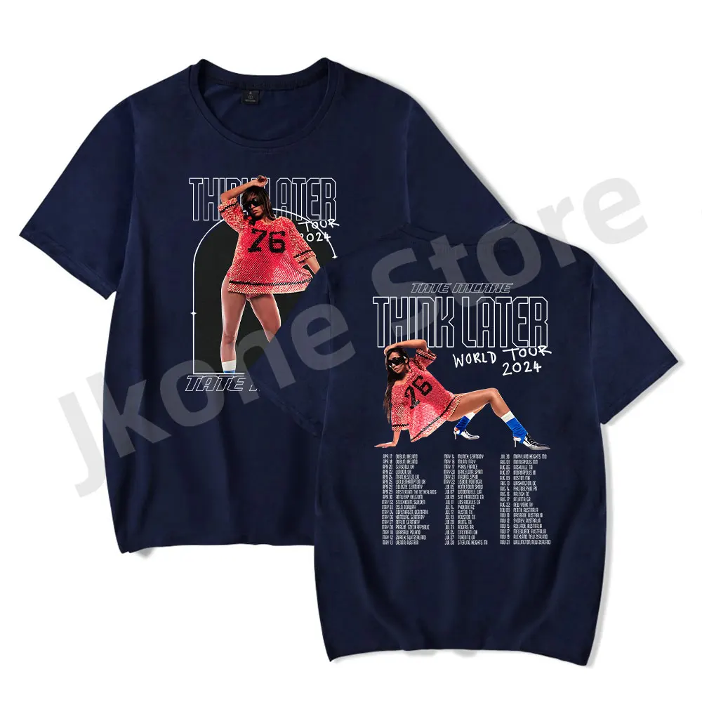 Tate McRae T-shirts Think Later World Tour Merch Women Men Fashion Casual Short Sleeve Tee Streetwear