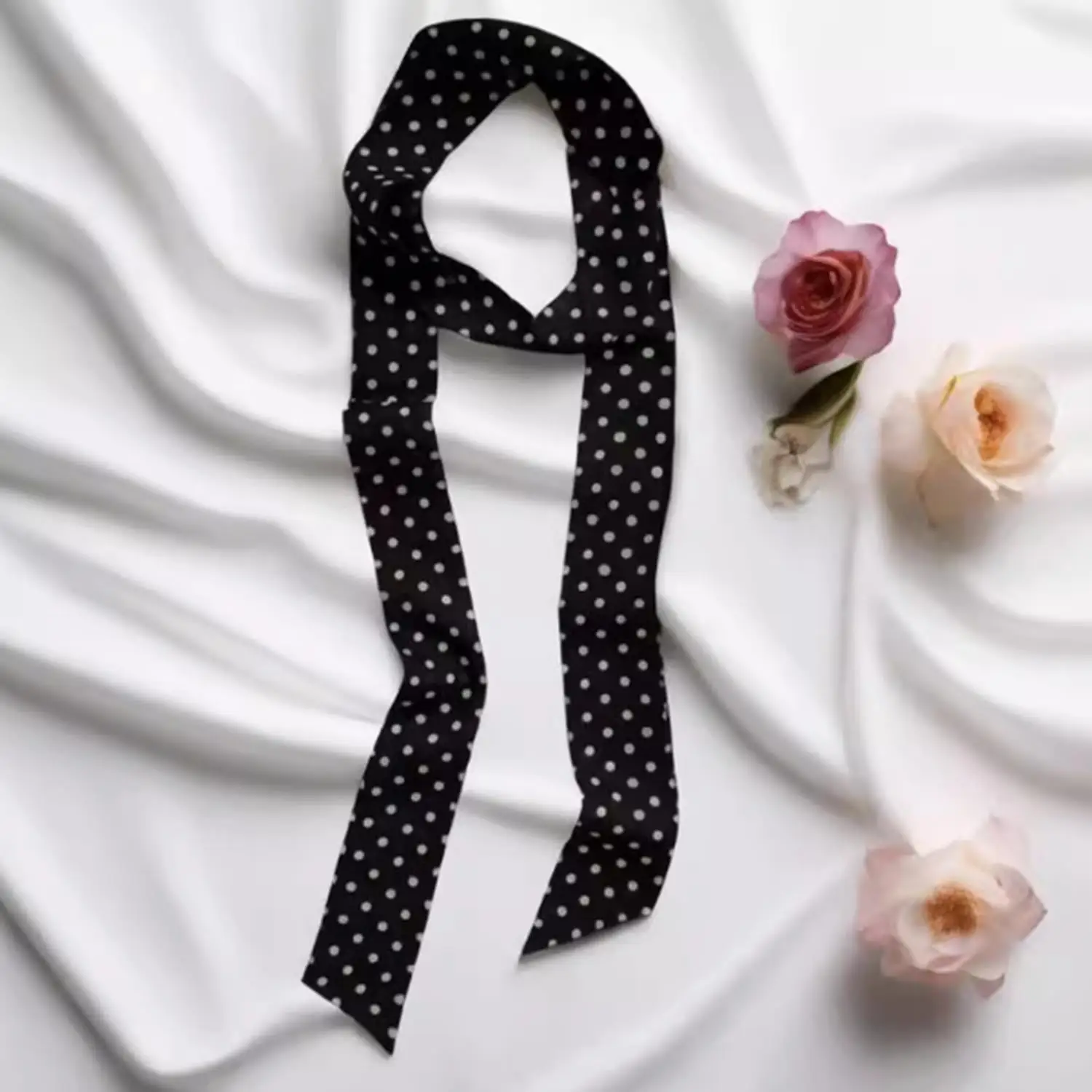Korean Style Polka Dot Scarf For Women Handle Bag Ribbons Brand Fashion Head Scarf Narrow Long Skinny Neckerchief Headbands