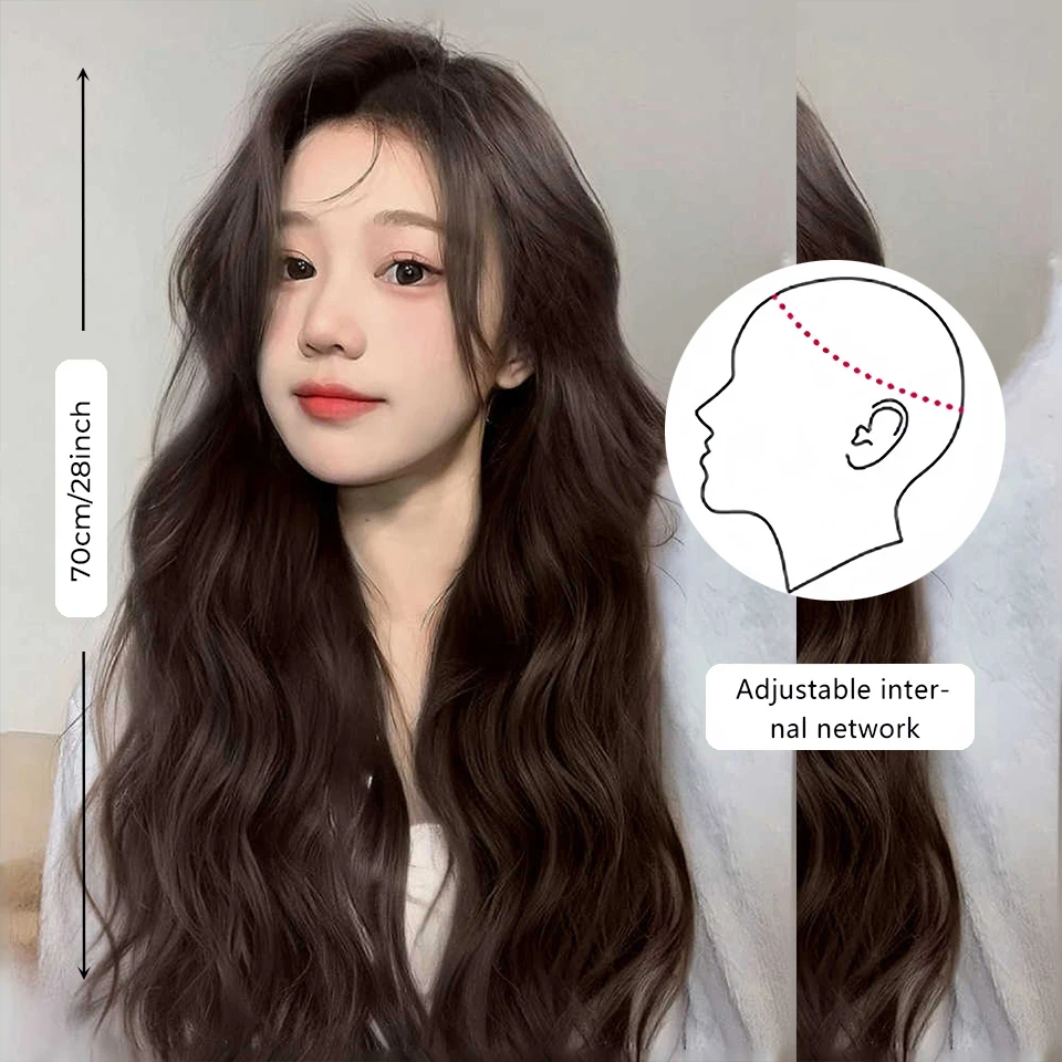 Synthetic Wigs for Women Brown Long Wavy Heat Resistant