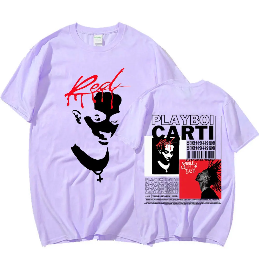 Rapper Playboi Carti T Shirt Music Album Whole Lotta Red Graphic T Shirts  Men Women Fashion Hip Hop Oversized T-shirt Streetwear