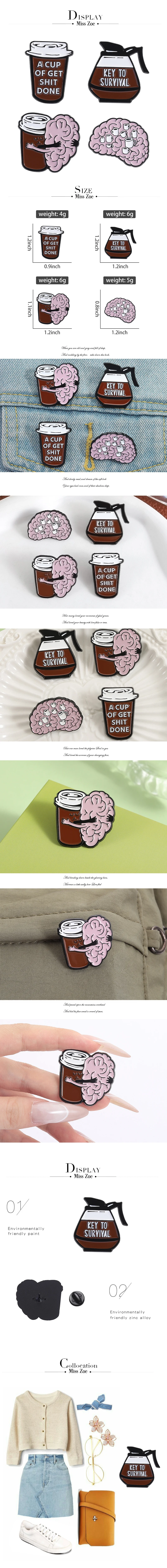 Emaille-Anstecknadeln für Kaffeeliebhaber, personalisierbar, eine Tasse „Get Shit DONE“, Broschen, Anstecknadeln, Kleidung, lustiger Schmuck, Geschenk für Freunde – Detail 1
