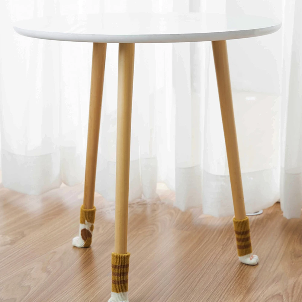 4/16 Pieces Furniture Table Foot Cover Mute Non-slip Mat Table and Chair Foot Pad Foot Cover Cat Claw Knitted Socks