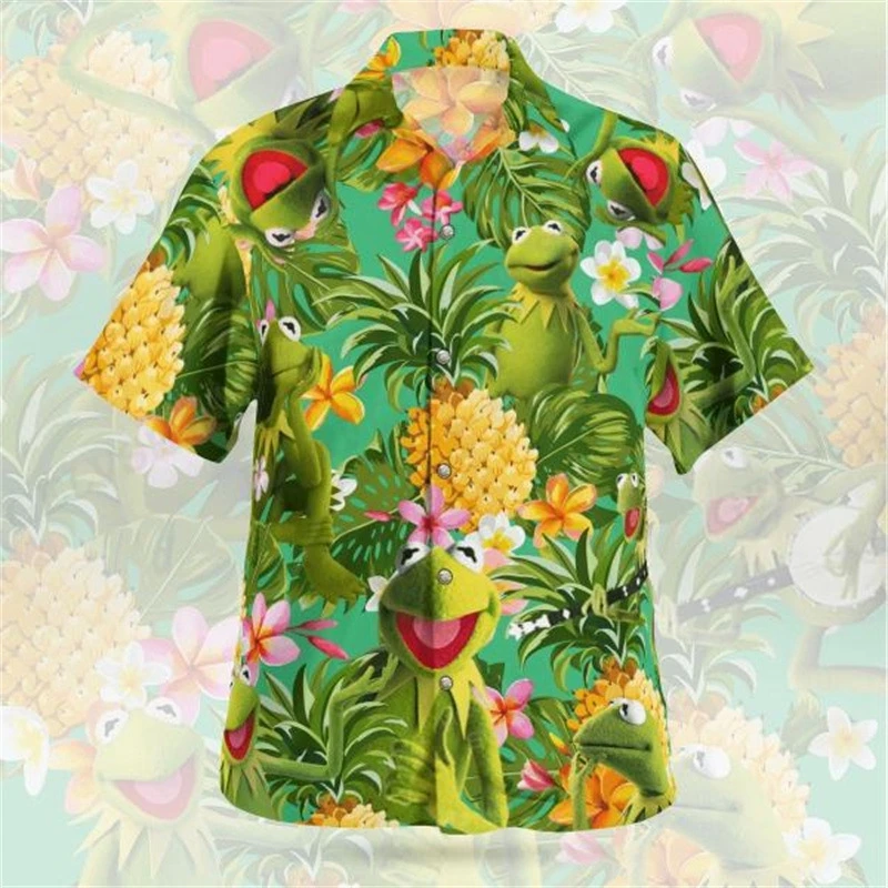 Men's Casual Shirts Parrot 3d Print Shirts Men Fashion Hawaiian Shirt Beach Blouses Short Sleeve Blouse Vocation Lapel Shirt Boy 2
