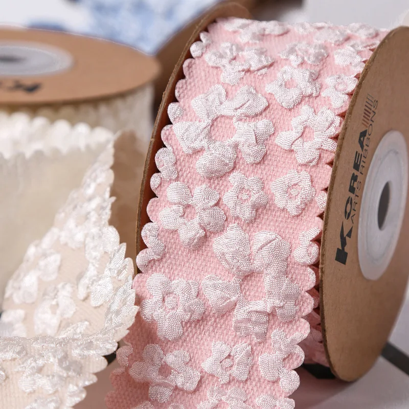 물결 모양 가장자리 패턴 꽃 리본, DIY 공예, 수제 액세서리, 10 야드, 38mm, YM2023050801
