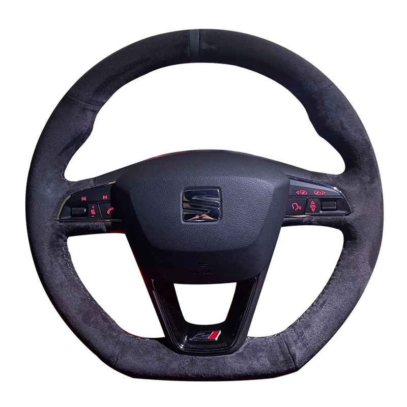 Rutschfester Auto-Lenkradbezug aus schwarzem Wildledergeflecht für Seat Leon Cupra R Leon ST Cupra Leon ST Cupra Ateca Cupra Ateca FR