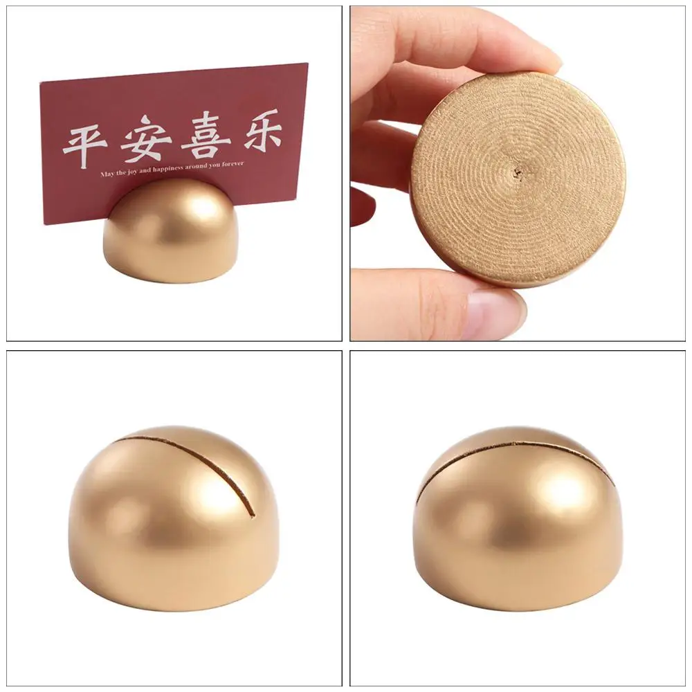 Gold Table Number Stand Wooden Durable Photo Card Postcard Display Stand Elegant Multipurpose Name Cards Holders