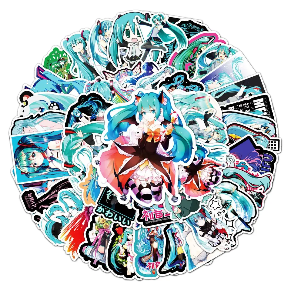 50 Pcs Hatsune Miku Anime Musical Artist Vinyl Stickers for Laptops Bottles  D31S