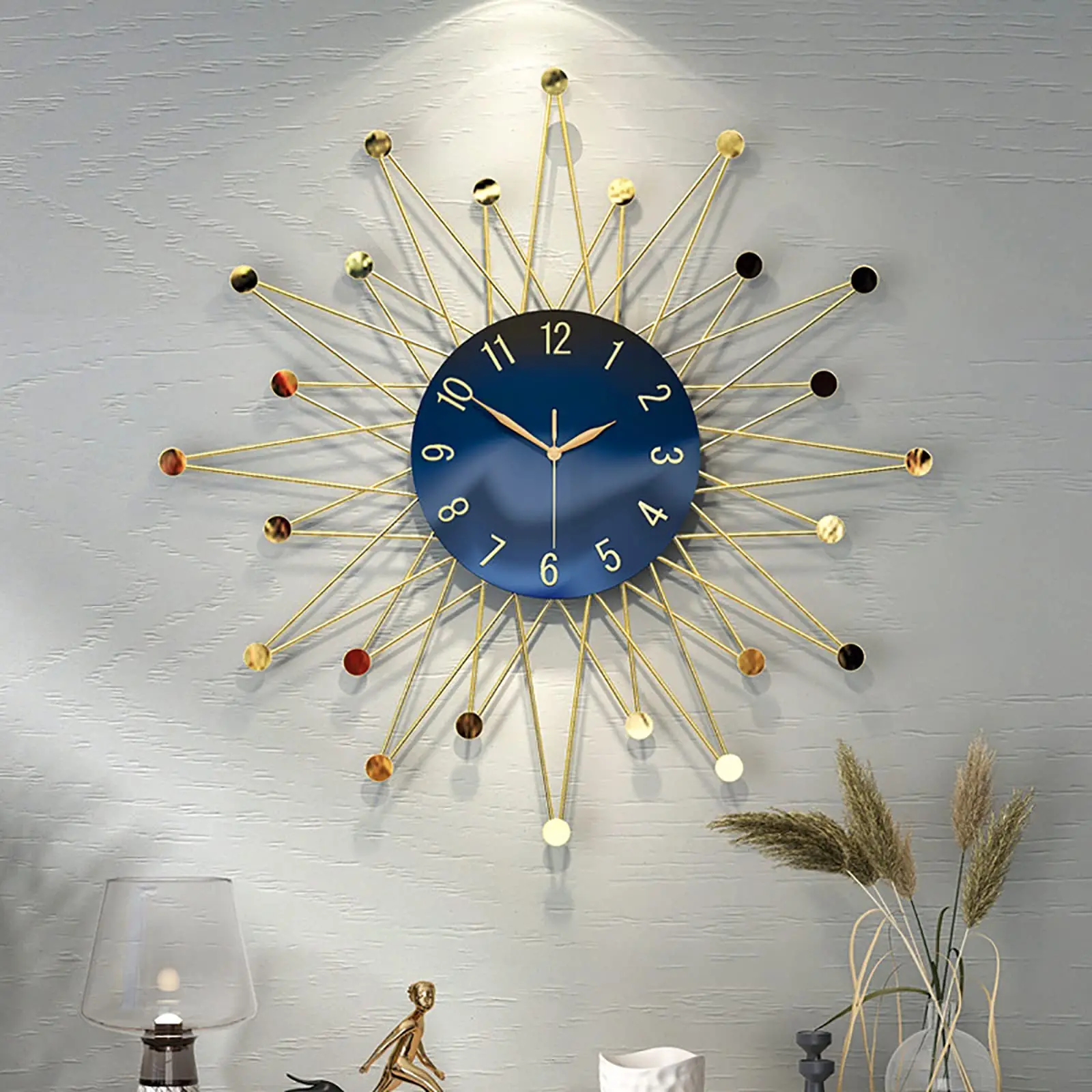 

Mid-Century Modern Home Decor Wall Clocks Large Silent Non-Ticking Metal Starburst Wall Clocks 3D Wall Art Decor for Living Room