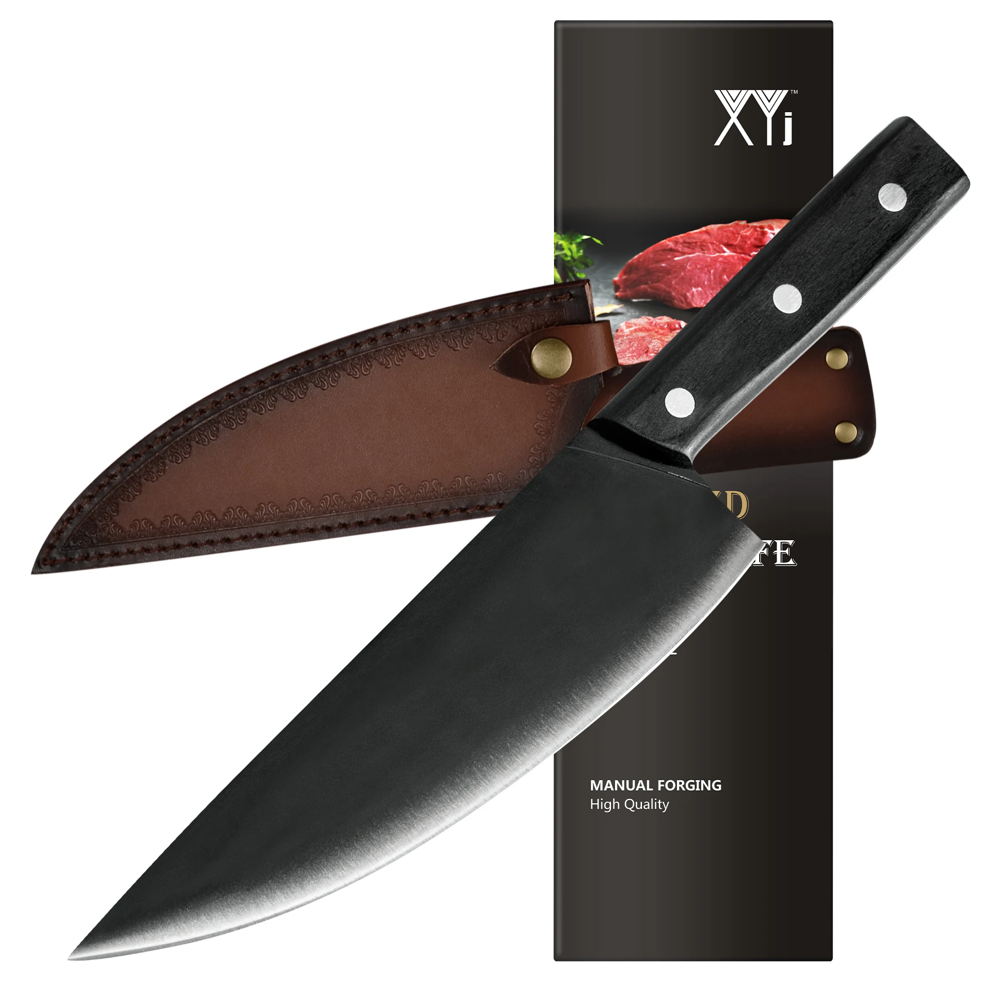 

XYj Chef Knife With Sheath in Box Gift Packed 8" Stainless Steel Sharp Japanese Style Kitchen Knife Slicing Meat Vegetable Tool