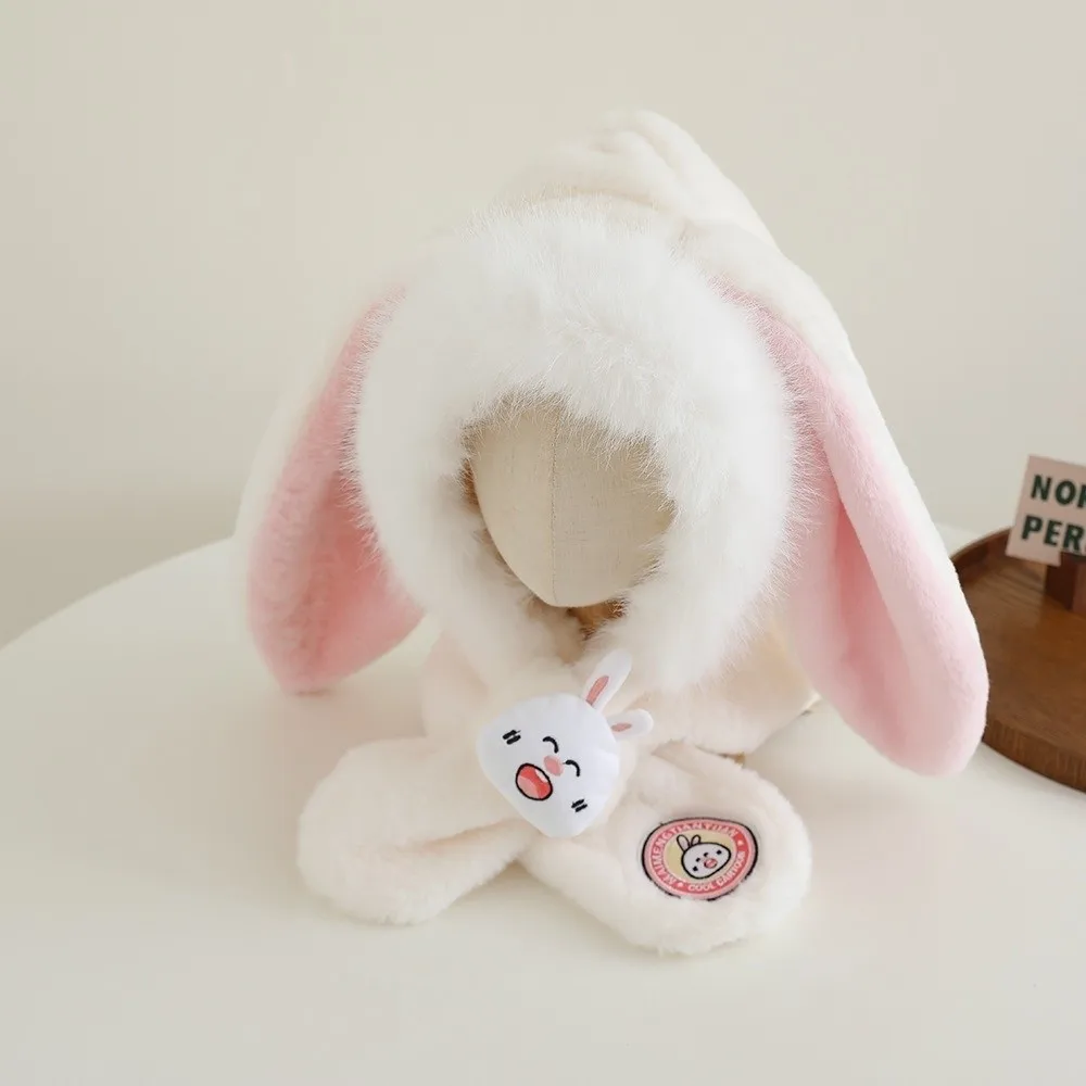 New Integrated Hat Scarf Set Windproof Coldproof Pullover Cap Warm Long Rabbit Ears Ear Protection Hat Outdoor Sports