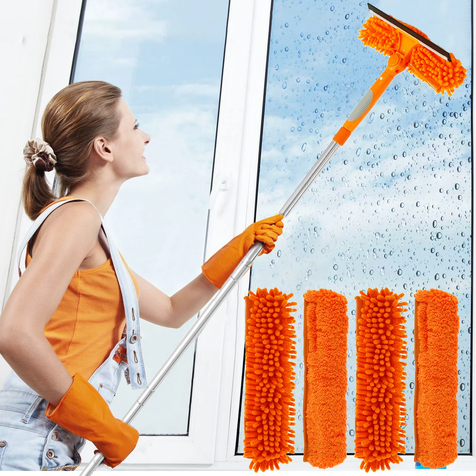 

NEW Window Cleaning Squeegee Kit with Cleaning Cloth Cover Spliced Window Squeegee Cleaner Hanging Window Squeegee Cleaning Tool