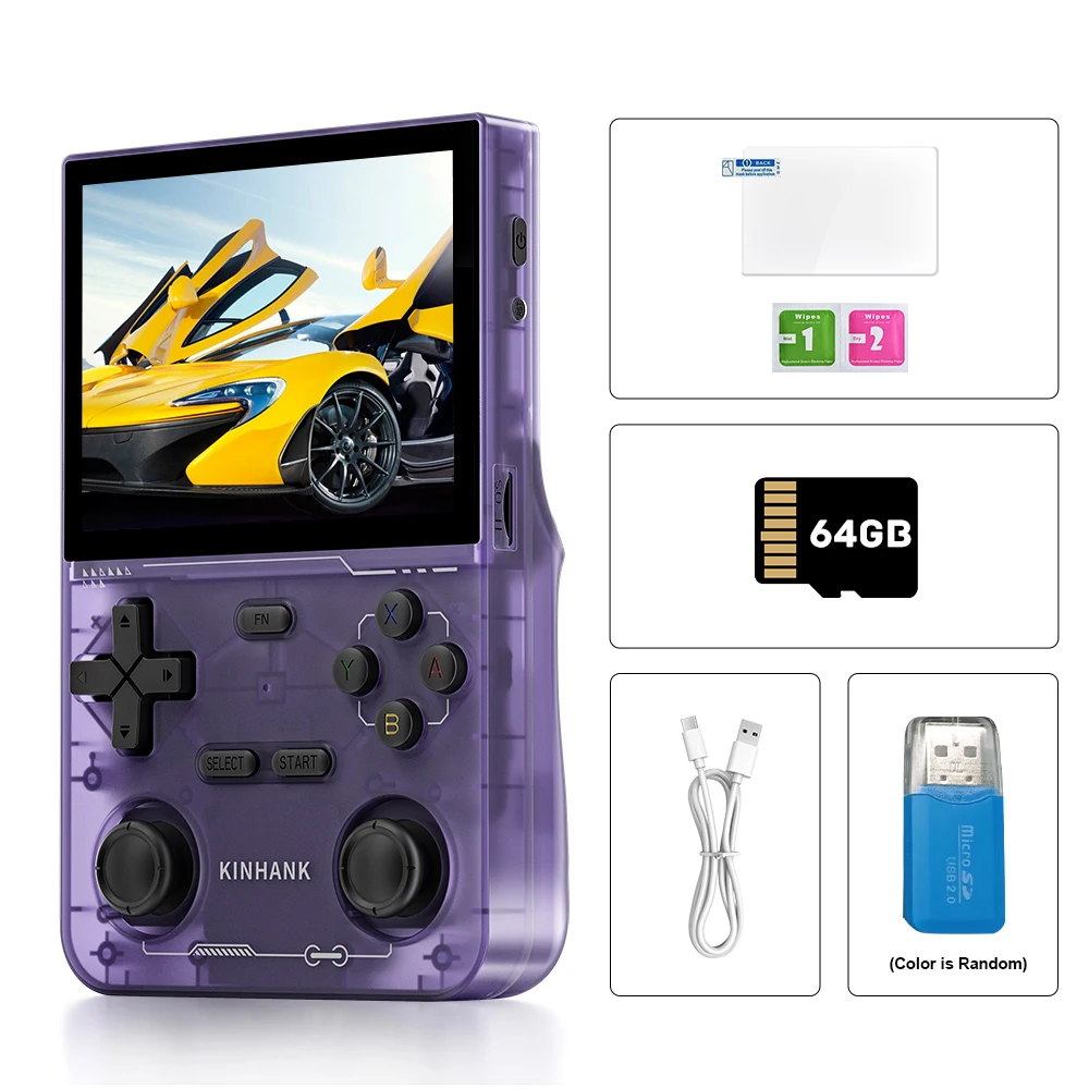 KINHANK K36 Retro Handheld Game Console 500 nit 3.5 Inch IPS Screen with 16000 Video Games Emulator for PS1/PSP/DC/N64/SS