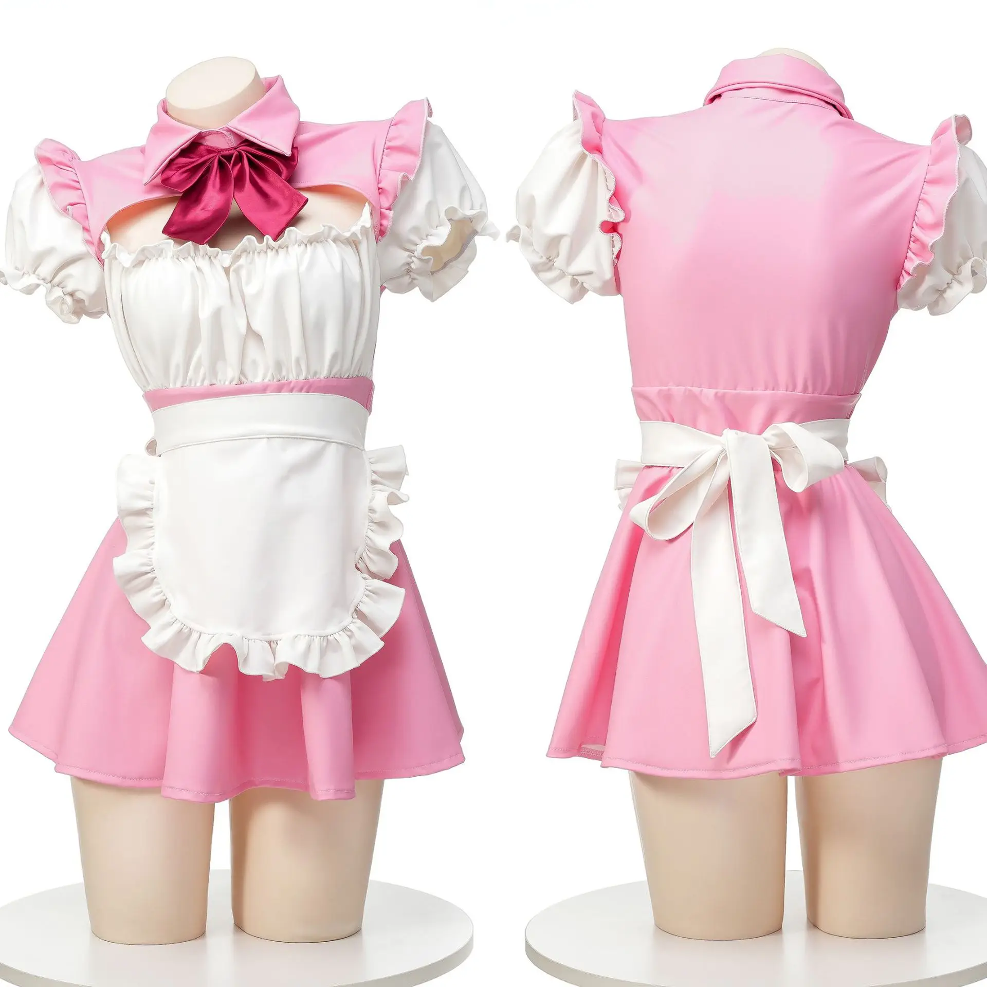 

Japanese Sexy Lolita Role-playing Costumes Sakura Maid Outfit Lorie Anime Pink Patent leather Dress for Girl and Women