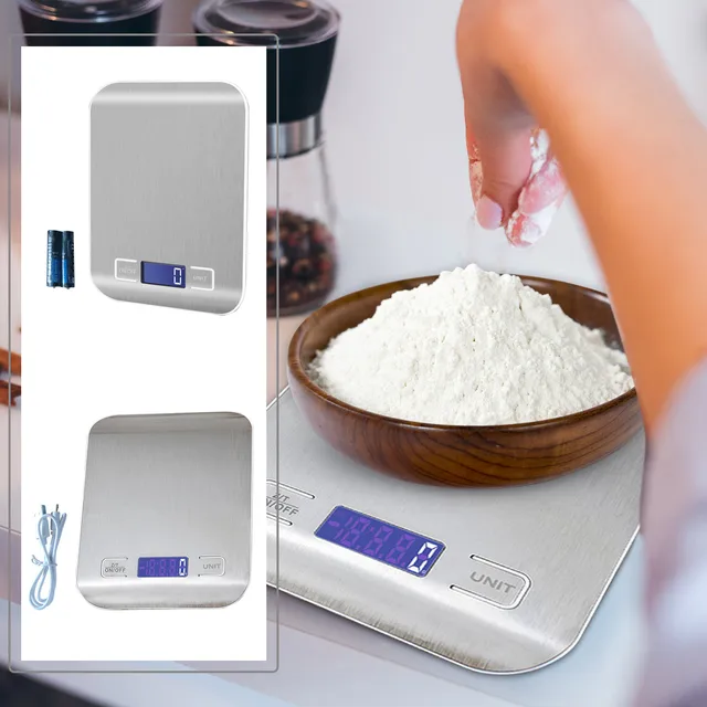 Bilancia per alimenti Bilancia da cucina con funzione tara unità Display LCD Bilancia digitale in acciaio inossidabile da 0,05 Oz/1g per cuocere al forno, cucinare, dieta 2