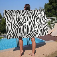 Black White Print Zebra Big Microfiber Beach Towels Quick Dry Towel Sand Beach Towels Pool Towel For Travel Swim Pool Yoga 2
