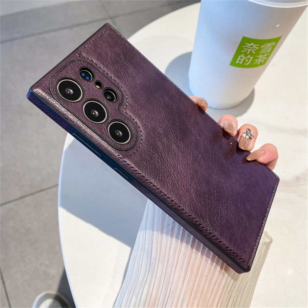 Luxury Matte Retro Leather Case with Camera Protection and Shockproof Soft Bumper – Business Edition