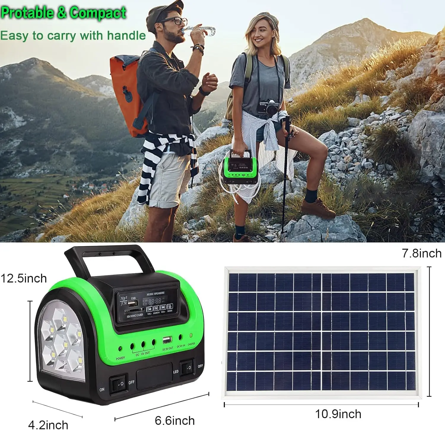 Solar Generator Portable with Panel Solar Power Generators Station Flashlight Emergency Powered for Home Use Camping Hunting 4