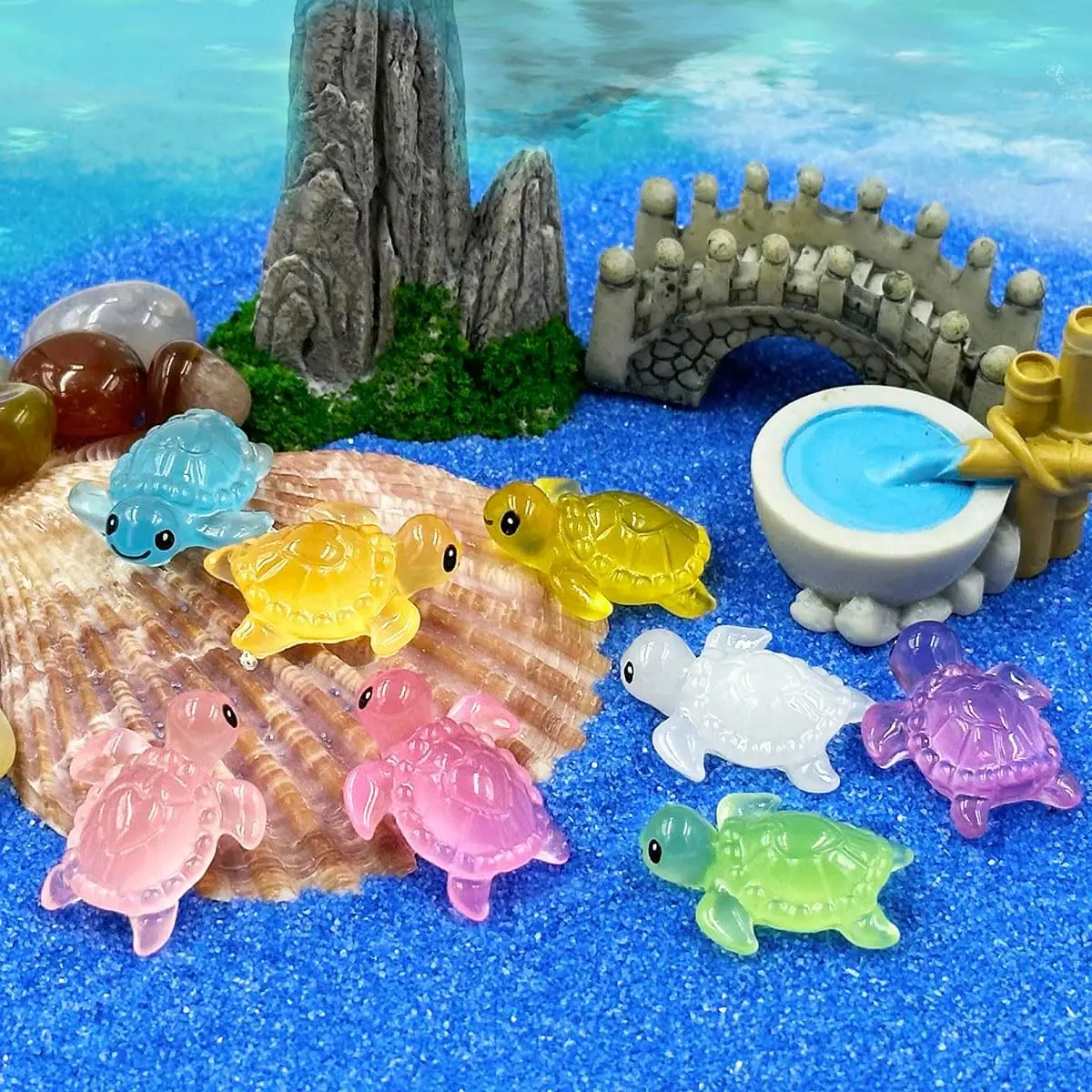 20 Stuks Mini Hars Schildpad, Miniatuur Groene Zee Decoratie Tuinbeeld, Oceaan Dieren Ornament voor DIY Ambachten Miniatuur Landschap Poppenhuis Decoratie