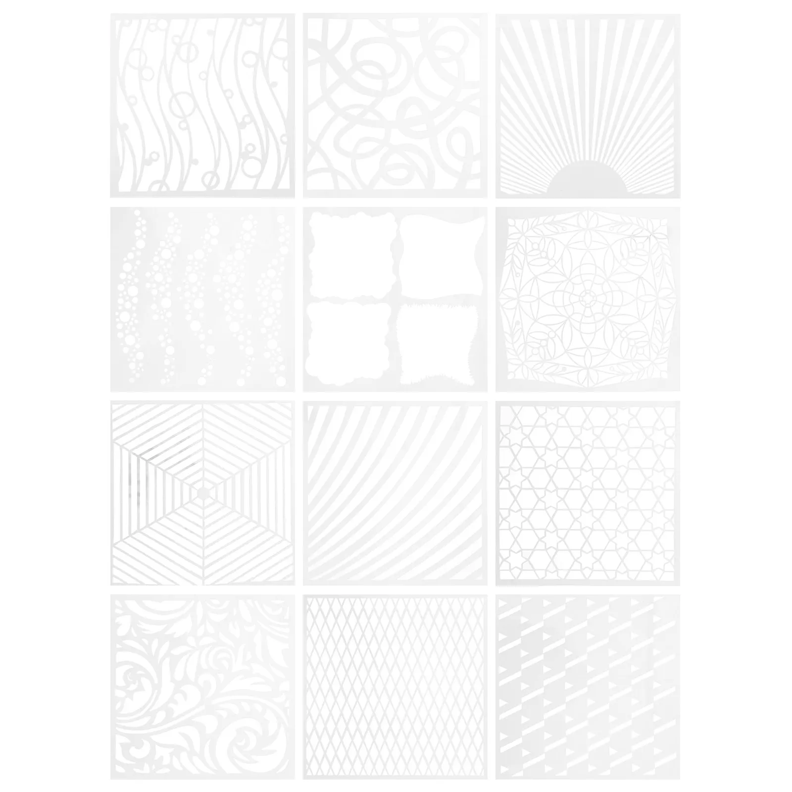 12개 그라피티 벽화 스텐실 템플릿, DIY 공예 스크랩북 케이크 쿠키 페인팅 스텐실용 혼합 디자인