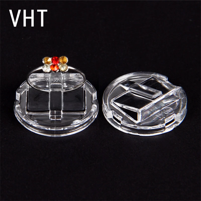 Transparent Plastic Ring Display Stand Holder Round Jewelry Tray Ring Acrylic Showcase Wholesale 2 pieces transparent plastic book ends acrylic bookends l shaped bookend