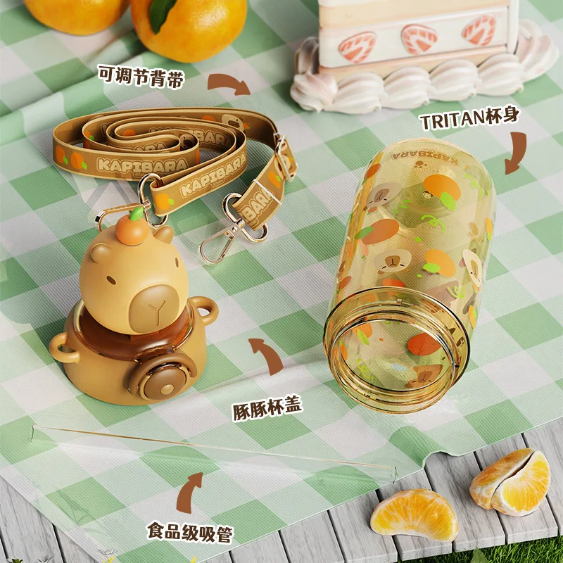 Kawaii High Quality Capybara Tritan Bottles Material Water Cup Kids Portable kapibara Sditch Stress Relief Weddings Gifts