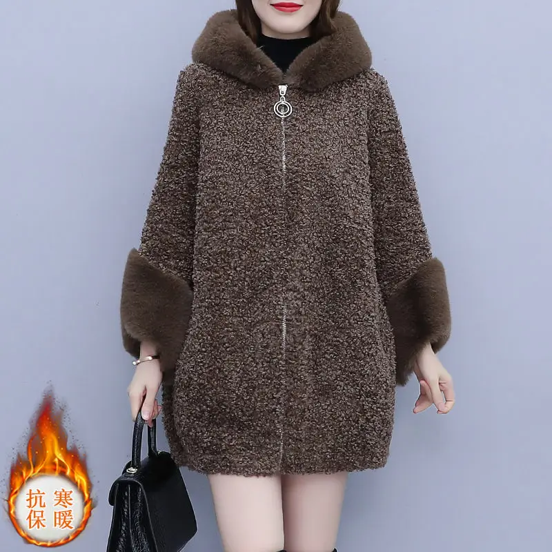 

Fashion Oversize Women's Furry Jacket Winter Clothes 2022 New Loose Lambswool Coat With Fur Collar And Cuffs Abrigos Mujer T778