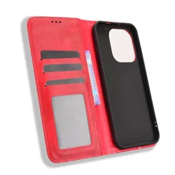 Premium PU Leather + TPU Flip Wallet Phone Case with Anti - Knock Protection for OnePlus 15 (Red)