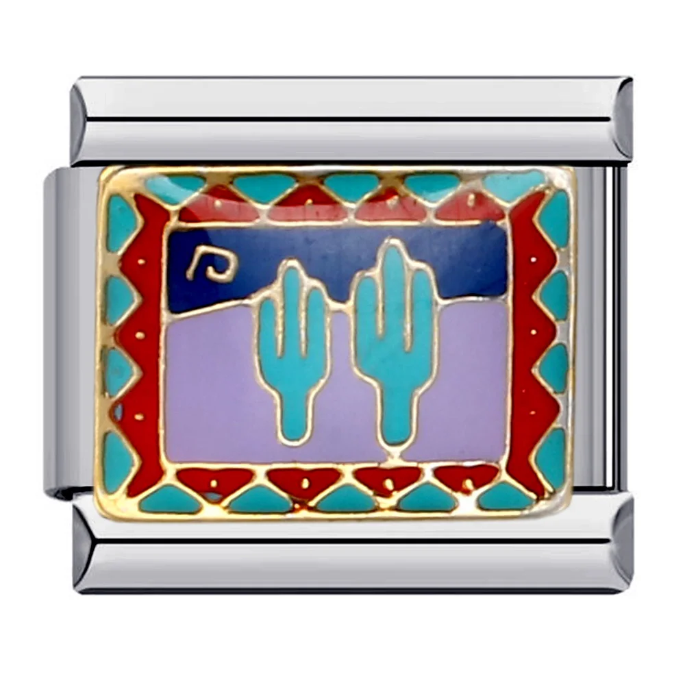 URING Mode Bunte Glasur Paysage Blume Fisch Charms Italienische Links 9mm Armbänder Armreif Edelstahl DIY Herstellung Von Schmuck – Detail 5