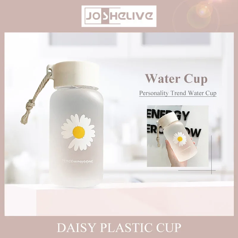 500ml Small Daisy Transparent Plastic BPA Free Water Bottle with Portable Rope Travel Tea Cup sports water bottle portable water bottle