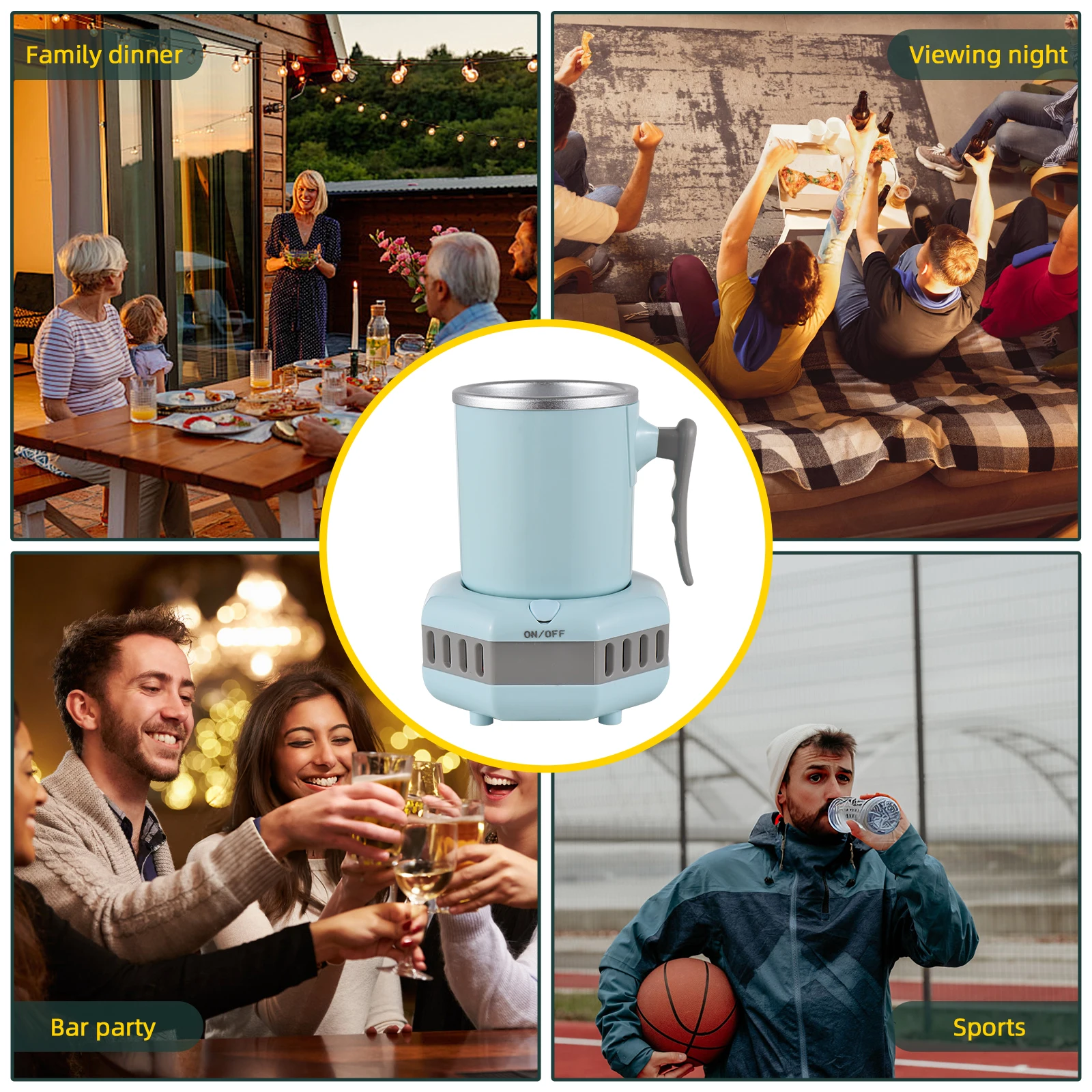 Aluminum Beverage Cooler and Mug Warmer with Handle 15oz Mini Electric Bottle Can Cooler Warmer for Coffee Beer Wine Juice Milk