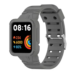 Enhanced Protective Silicone Smart Watch Strap and Case for Redmi Watch 2 Lite (Dark grey)
