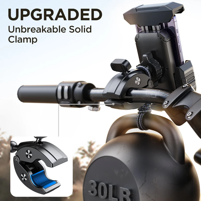 JOYROOM Motorcycle Phone Mount 2023 Newest Security Clamp One Hand Operation Handlebar Bike Phone Holder for 4.7