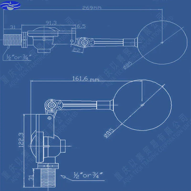 Plastic Float Valve Switch G3/4 DN20 Float Switch Liquid Water Level Automatic Water Supply Valve for Tank Cooling Tower