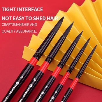 IColor Set di pennelli professionali per pittura con capelli di scoiattolo Manico nero Pennello rotondo Pennelli per pittura a olio a guazzo acrilico per acquerello 1