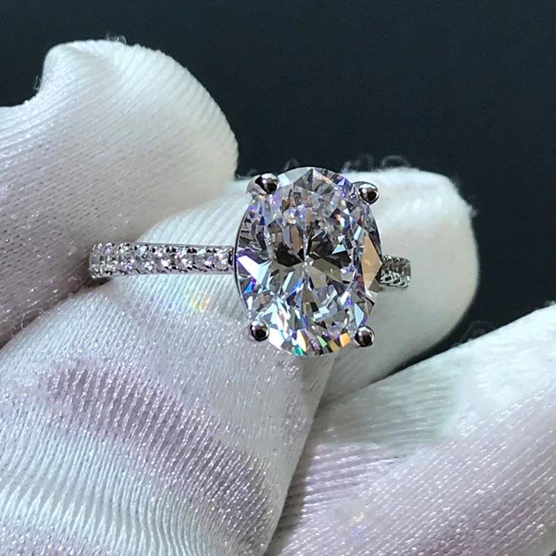 

Fashion 3 Carats Oval Cut Engagement Ring for Women 925 Sterling Silver Sona Simulated Diamond Silver Ring Jewelry