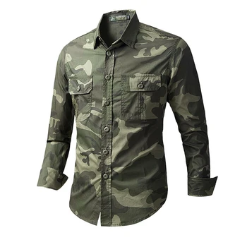 Nuova camicia cargo mimetica per uomo Camicie multitasche in cotone 100% Camicia militare di alta qualità Abbigliamento casual da esterno