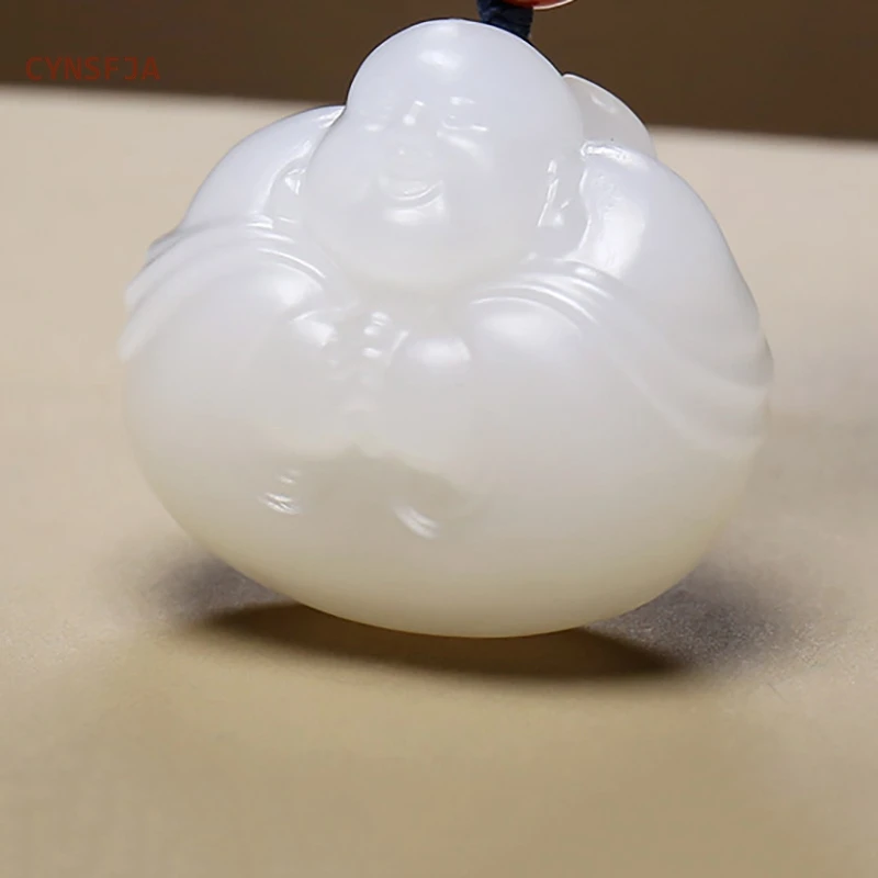 

CYNSFJA Real Rare Certified Natural Hetian Mutton-Fat Jade Nephrite Lucky Amulet Buddha Jade Pendant High Quality Hand Carved