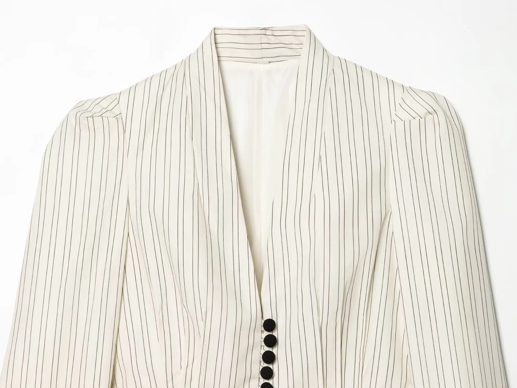 TFMLN Damen Gestreifter Kurzer Rock-Blazer Modischer Langarm Einreihiger V-Ausschnitt Lässige Schicke Jacke für Pendlerinnen – Detail 4