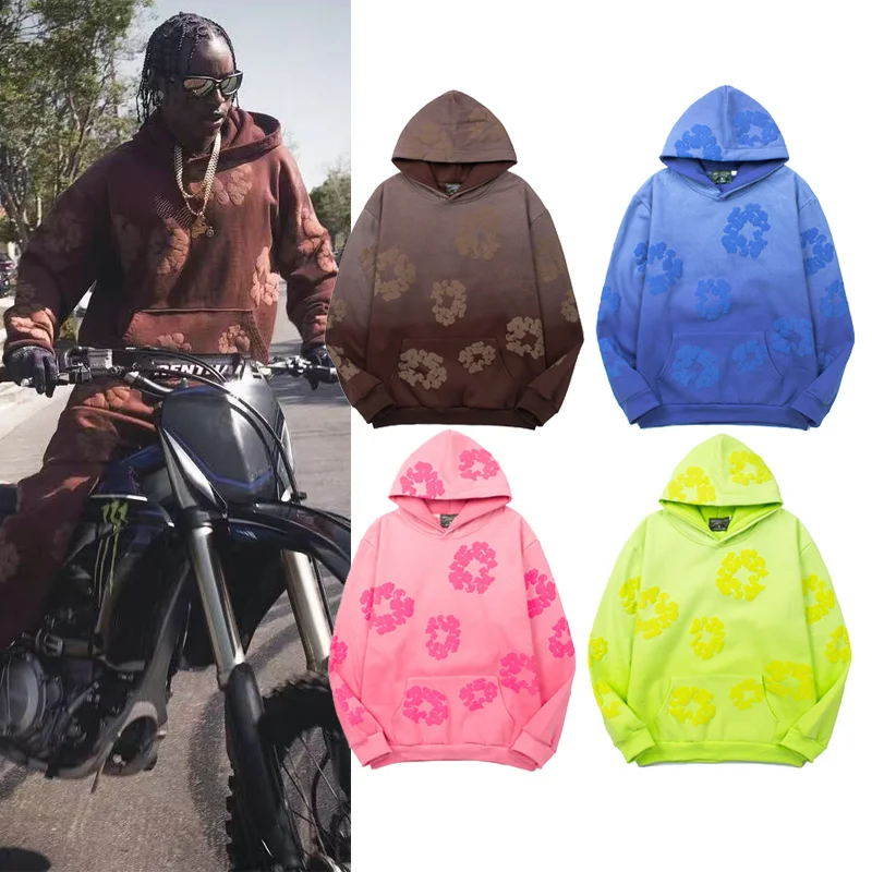 Men's Hoodie Hip Hop High Street Vintage Fce Lined Sweatirt Casual Comfortable Cotton Long Sve Autumn Jaet