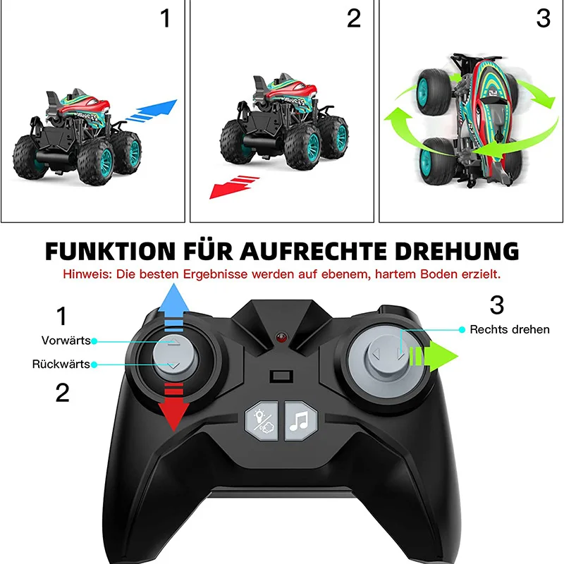 Spray RC CAR 1:18 2.4g Remote Control Shark Head Monster-Car 360 Degree Rotating Dance Stunt Spray Car with Lights Kids Toy 3