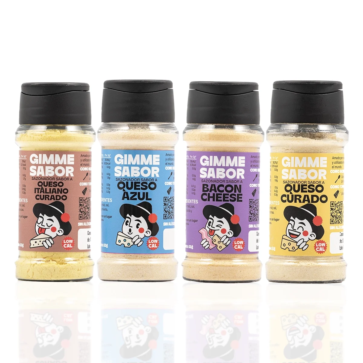 AMANTI DEL FORMAGGIO – Condimenti Vegani Formaggio al Curry, Parmigiano, Formaggio Blu e Formaggio Bacon (4 x 55g)