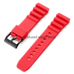 Men's Sport Waterproof Diving Silicone Watch Strap - 20mm/22mm - 22mm (Red - Black)