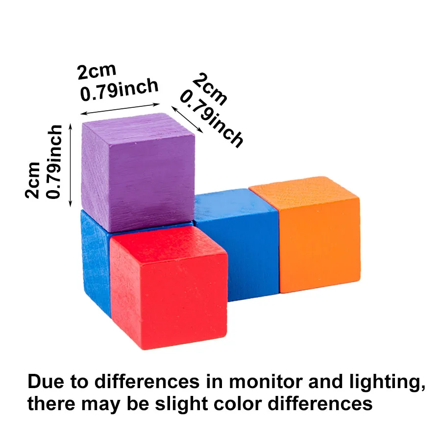 20pcs 2cm Multiple Colors Wooden Cube Building Blocks Mathematics Geometric Space Cube Teaching Aids Creativity Imagination JXB wooden math teaching toys
