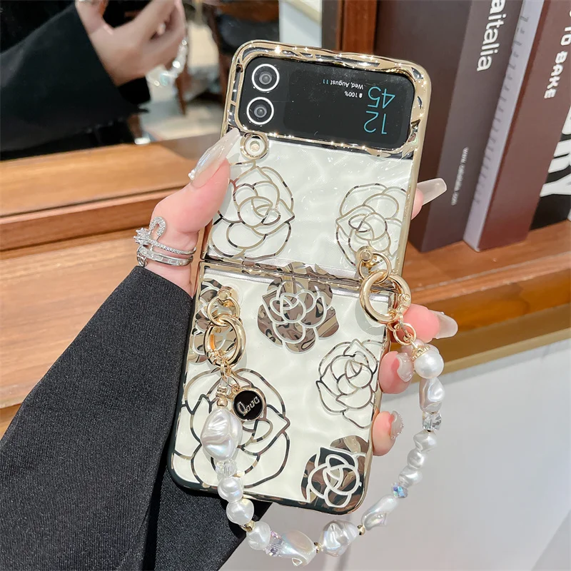 Luxurious Electroplated Gold Rose Phone Case with Personalized Chain