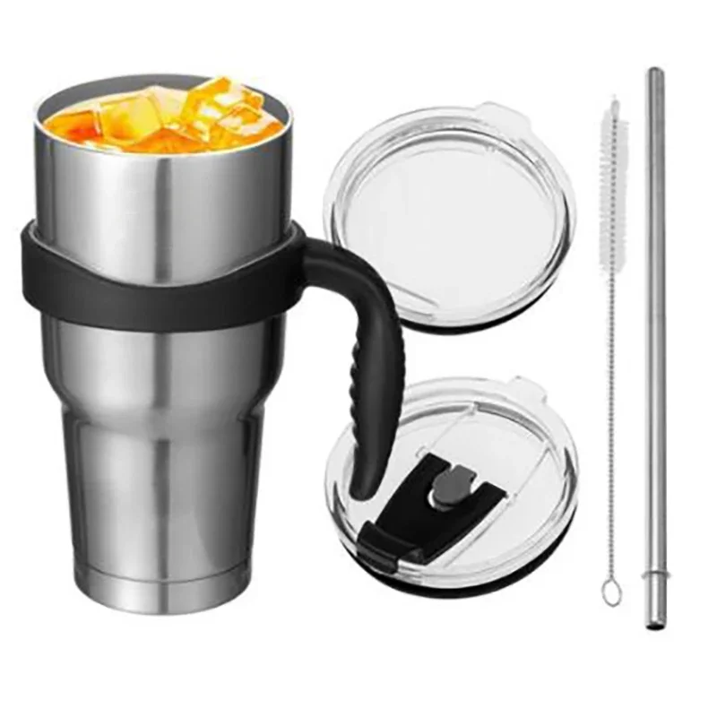 

Stainless Steel Coffee Mug Travel Car Water Cups Thermos Tumbler Vacuum Flask Bottle Thermo Cup with Handle, Straw Thermos Cups