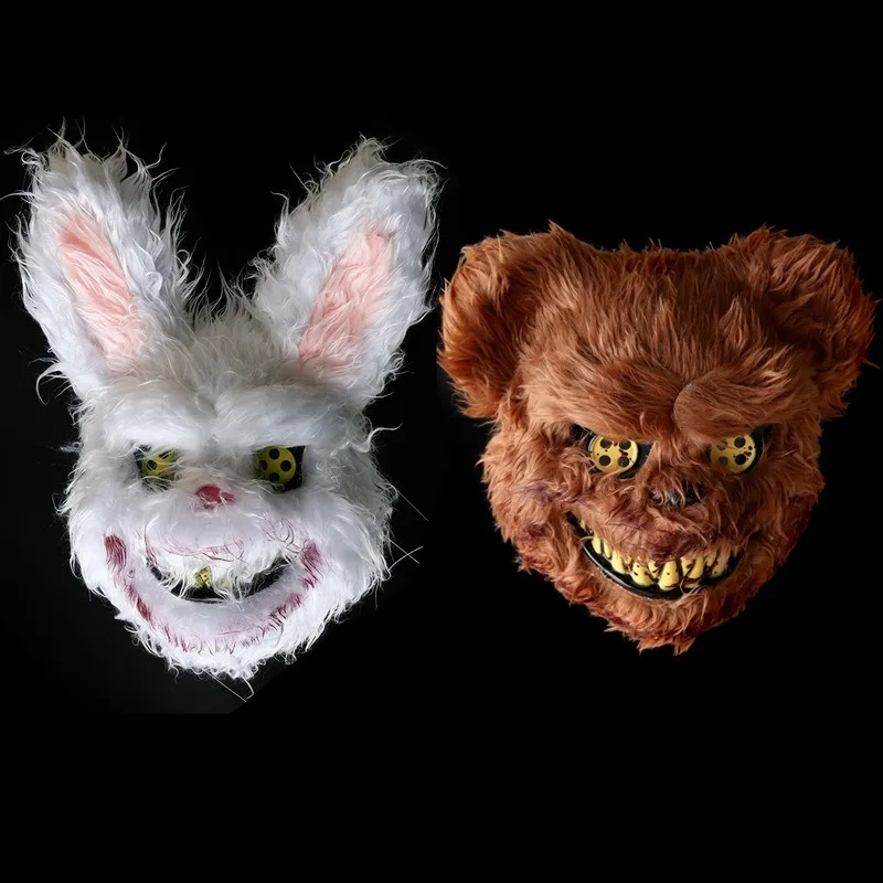 Halloween Bloody Rabbit Cosplay Mask for Men Women Evil Bear Head Cover Masks Cosplay Party Costume Accessories Headgear Props